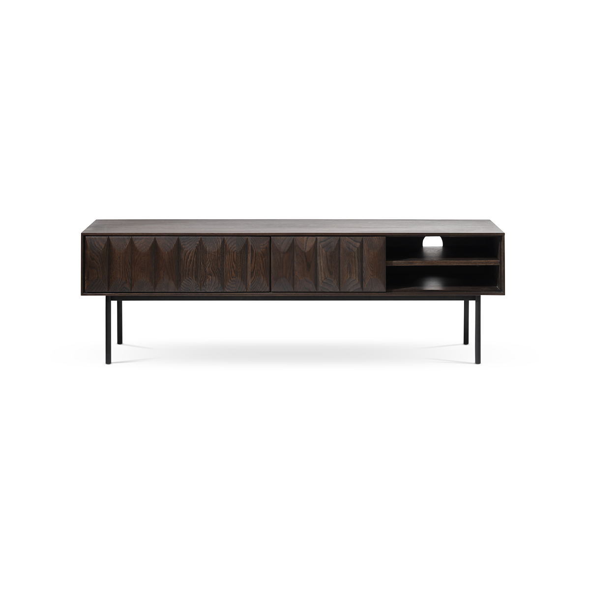 Olivine Vanja TV meubel Donkerbruin - Hout - Metalen Poten - 160 cm