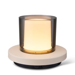 Lighto | Tafellamp bruin met rookglas solar voor buiten | Dimbaar | Op Lighto | Tafellamp bruin met rookglas solar voor buiten | Dimbaar | Op