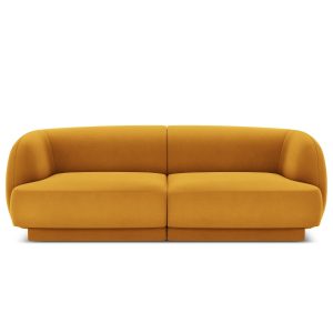 Micadoni Bank Miley 2-zits, flueel, geel – 90x180x70cm Micadoni Bank Miley 2-zits, flueel, geel – 90x180x70cm