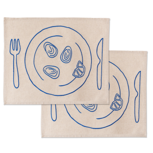 Kulu Club placemats – bord met oesters – linnenmix – set van 2 Kulu Club placemats – bord met oesters – linnenmix – set van 2