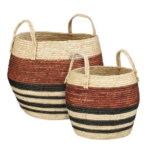 Mica Decorations Opbergmand met Handvatten – Set van 2 Opbergmanden – Mica Decorations Opbergmand met Handvatten – Set van 2 Opbergmanden –