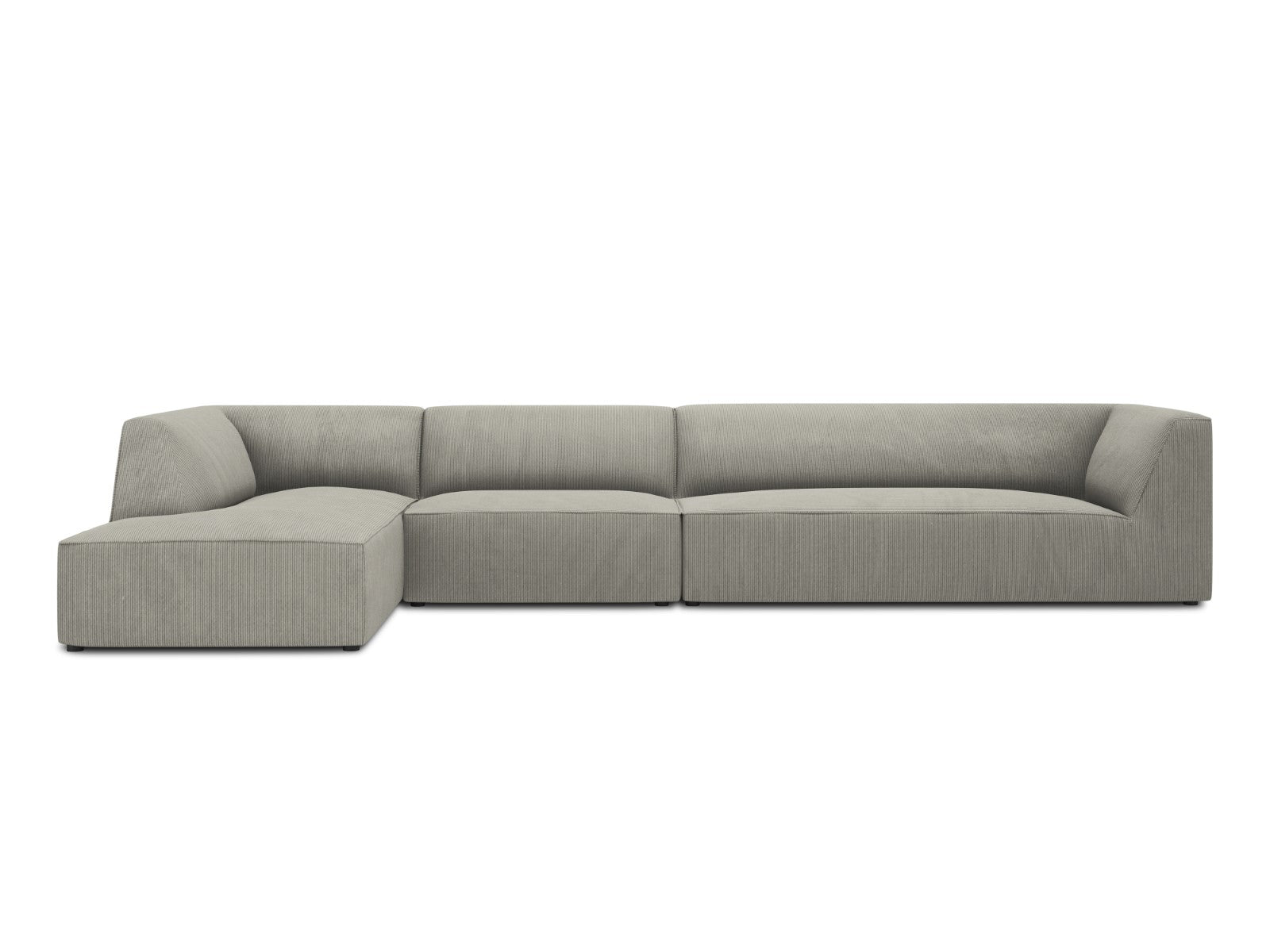 Micadoni linker hoekbank Ruby 5-zits, ribfluwelen, lichtgrijs - 180x36