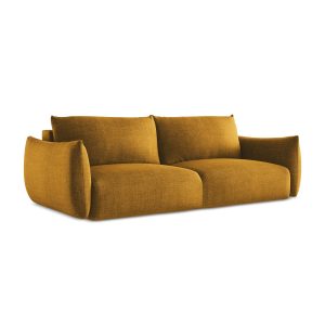 LaMiaSofa 3-zits slaapbank Savona – textuurstof – mosterd – 230x105x90