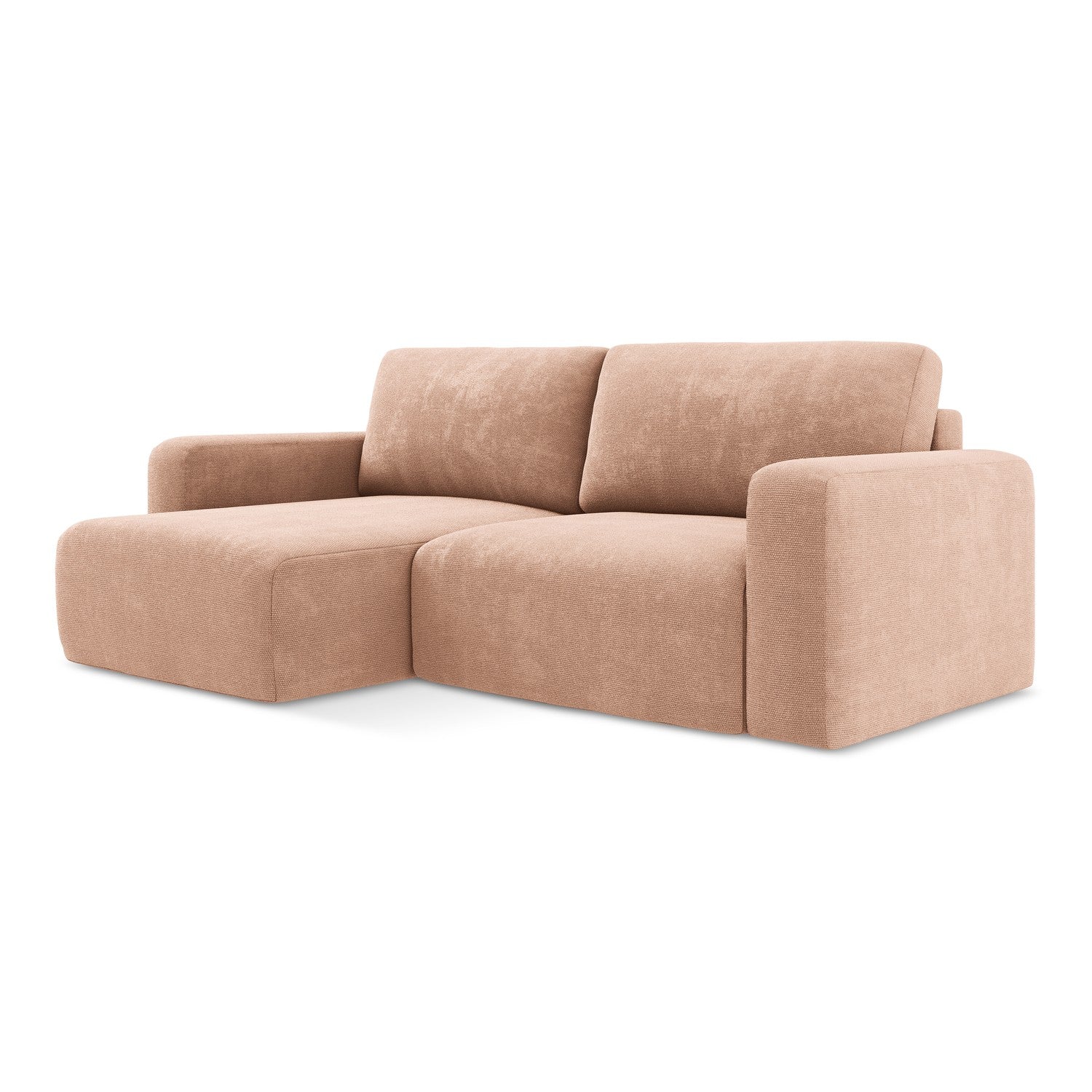LaMiaSofa hoekbank links Ostia - chenille stof - perzik - 244x149x79