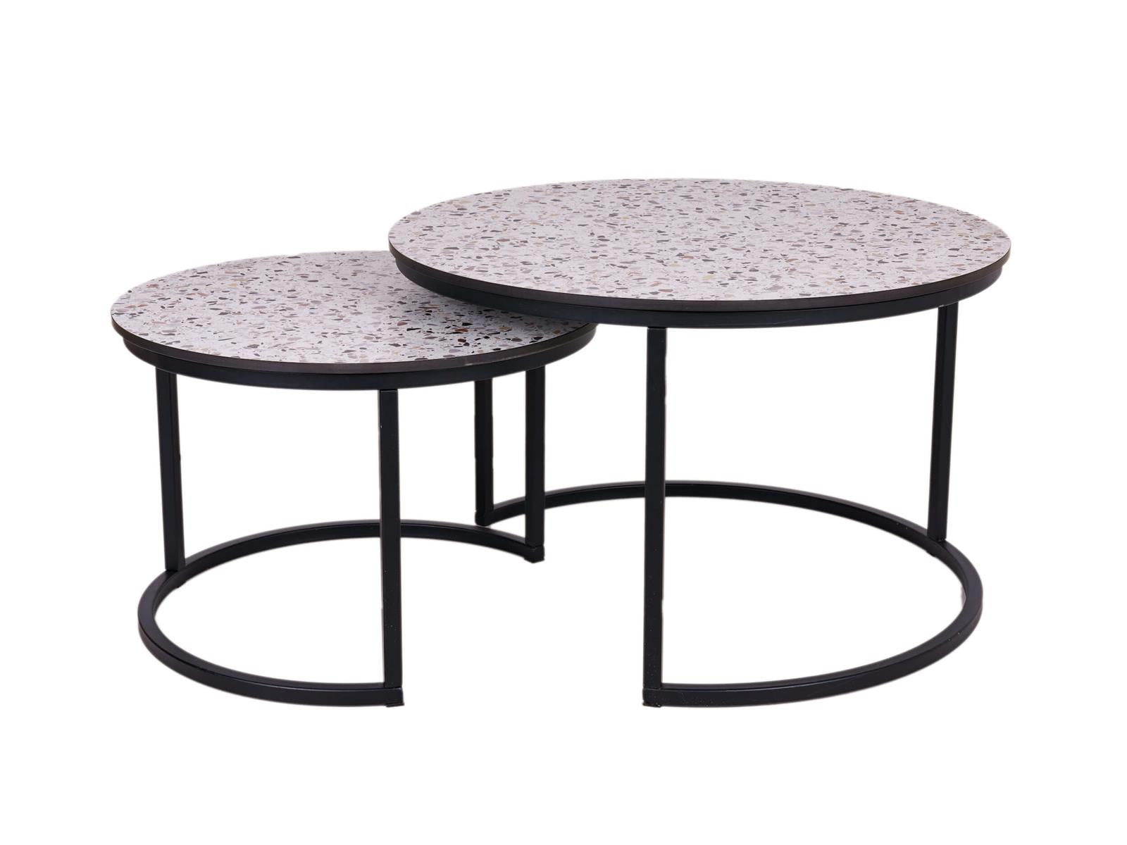 MaximaVida ronde salontafel set Lucca XL 75 en 58 cm - HPL terrazzo lo
