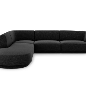 Micadoni linker hoekbank Miley 6-zits, chenille, zwart – 248x255x70cm Micadoni linker hoekbank Miley 6-zits, chenille, zwart – 248x255x70cm