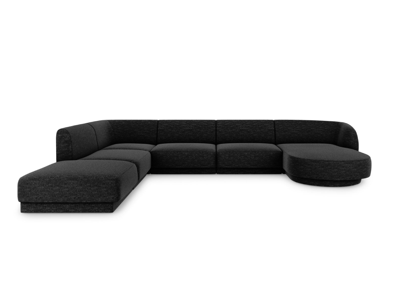 Micadoni Panoramische hoekbank links Miley 6-zits, chenille, zwart - 2