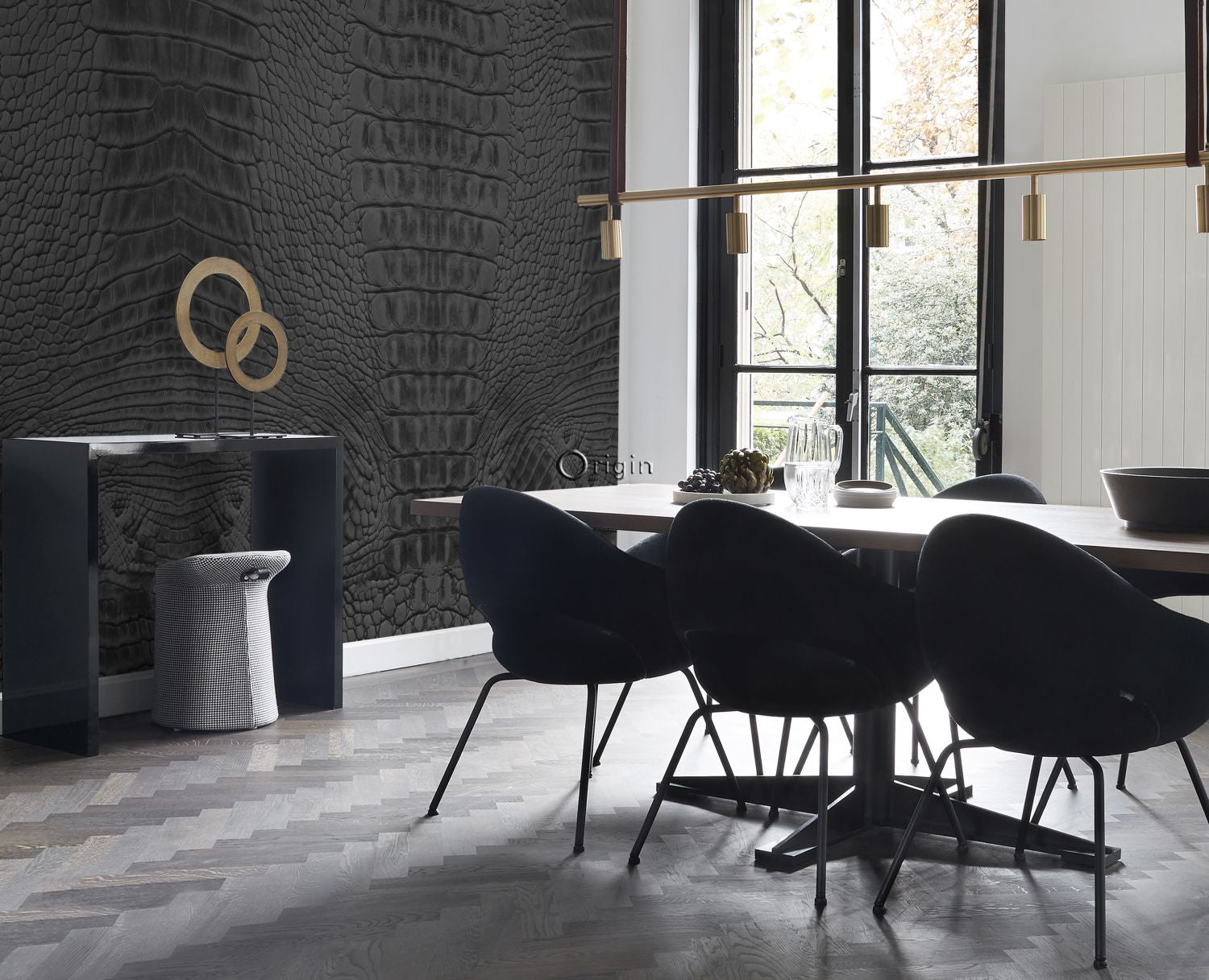 Origin Wallcoverings fotobehang krokodillenhuid zwart - 300 x 279 cm -