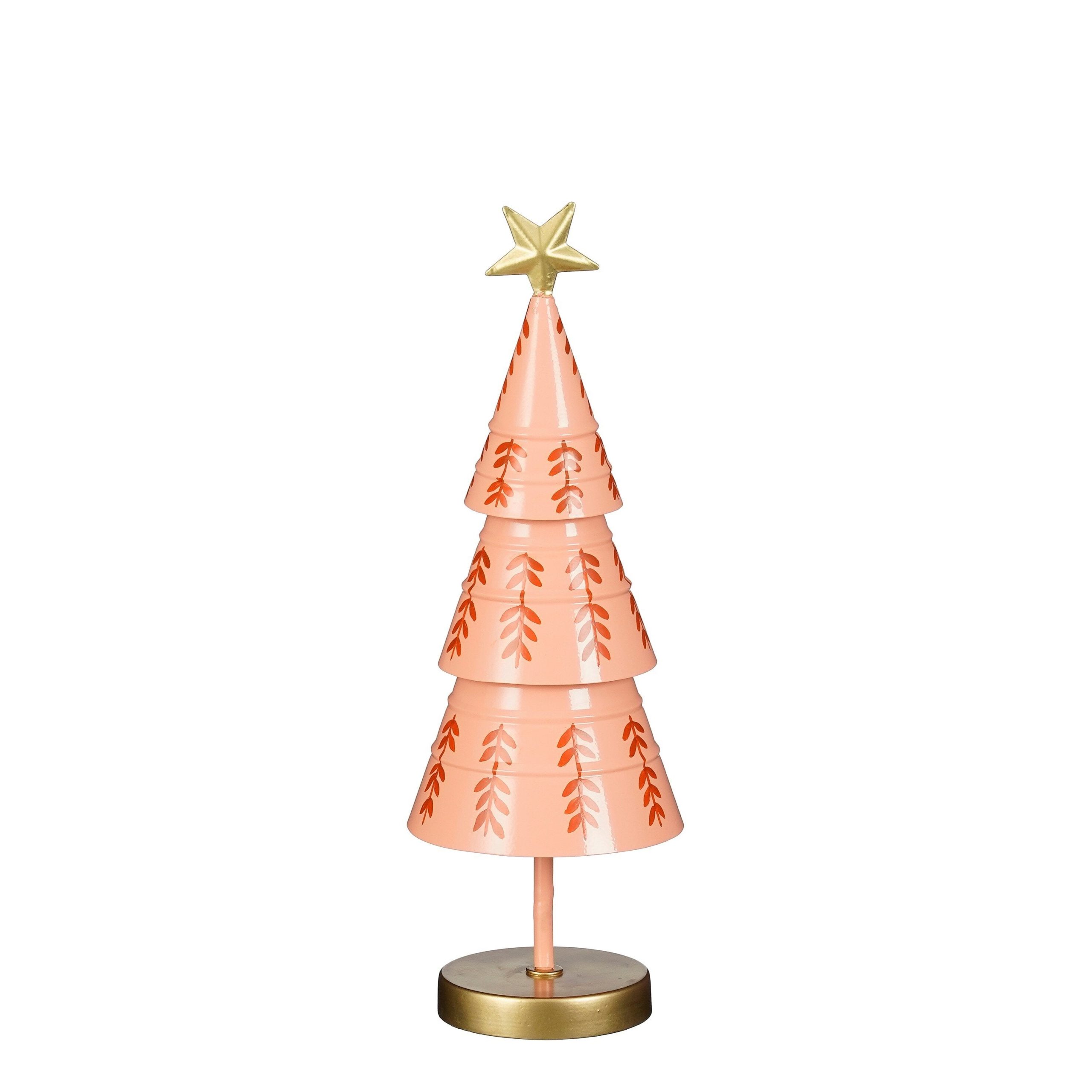 Mica Decorations Decoratie kerstboom roze - h40xd13cm