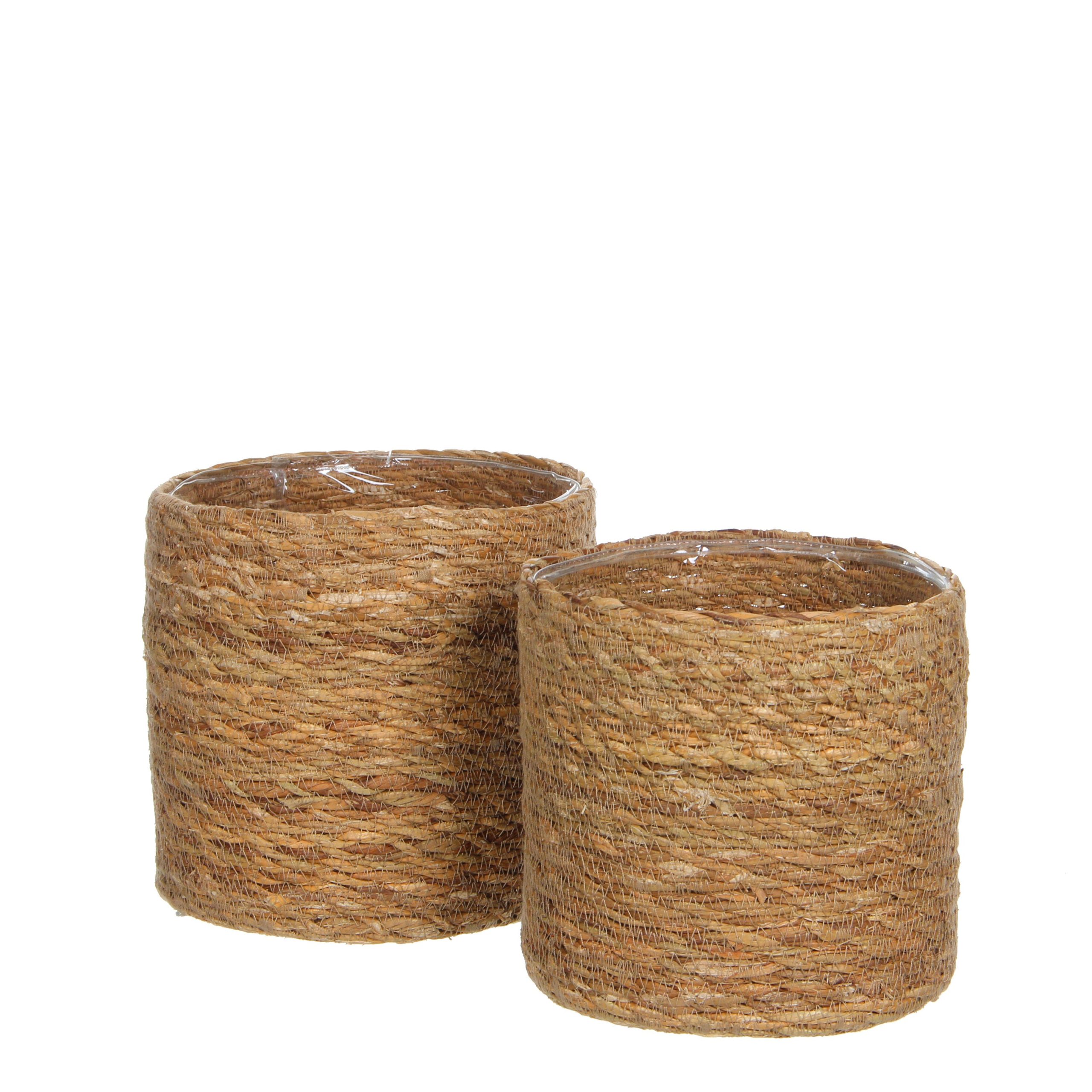 Mica Decorations Atlantic Plantenmand - Set van 2 - H20 x Ø20 cm - Zee