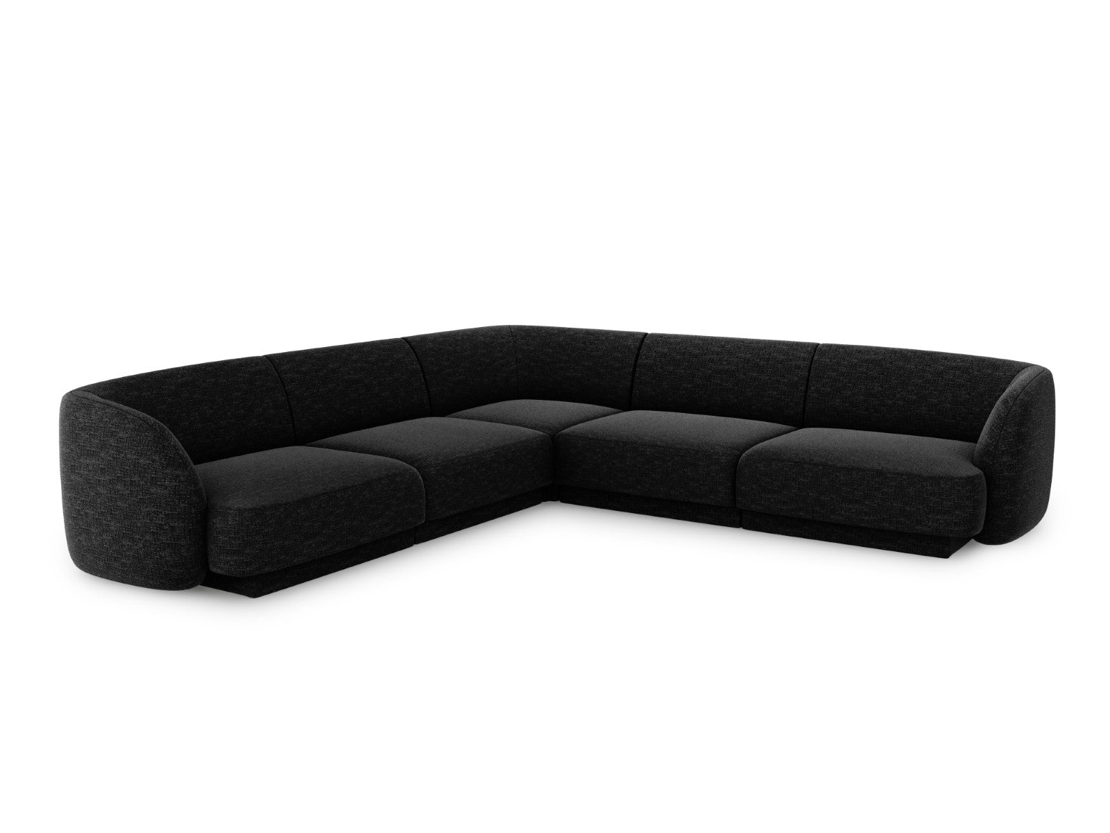 Micadoni Symmetrische hoekbank Miley 5-zits, chenille, zwart - 255x255