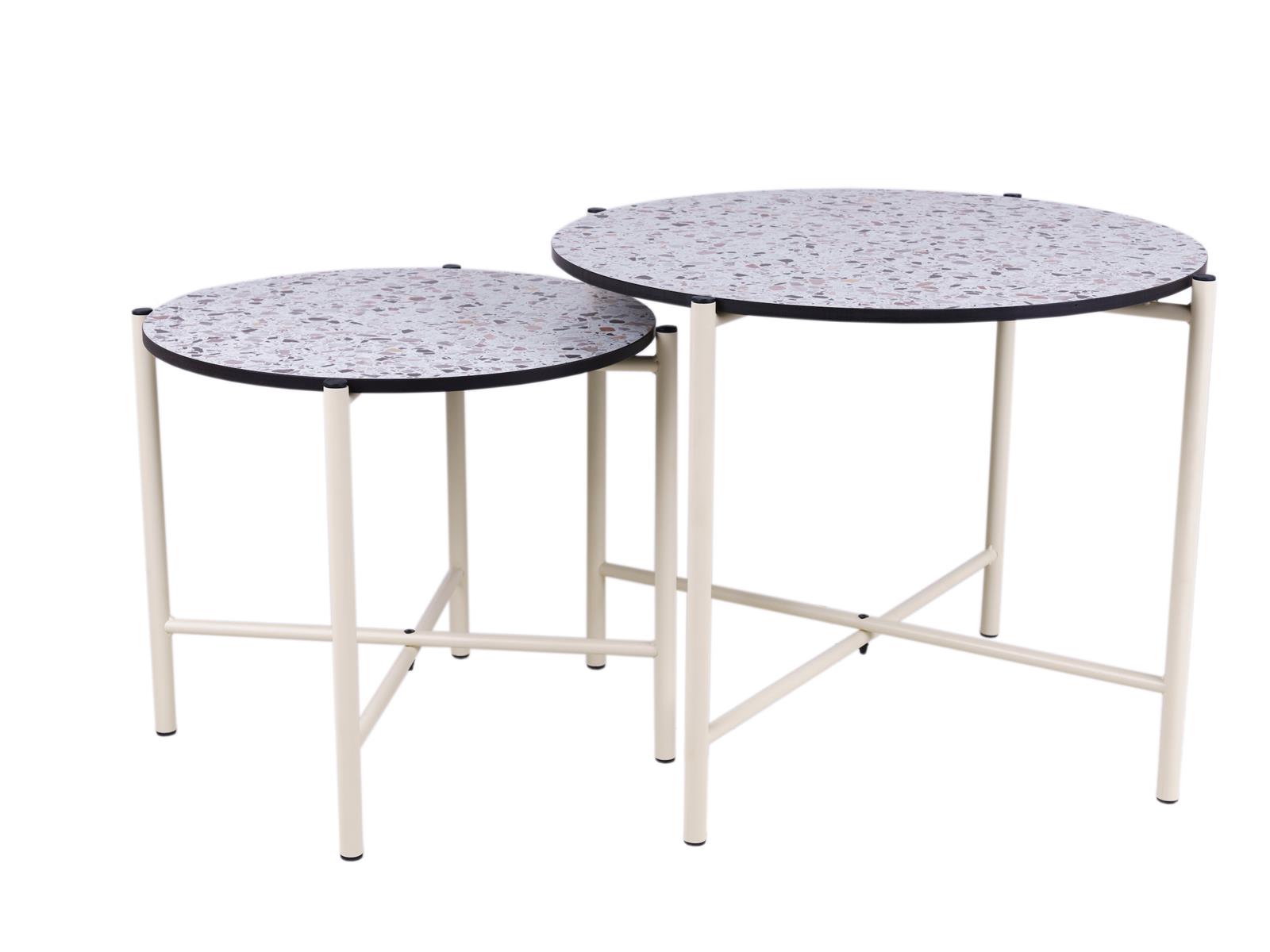MaximaVida salontafel set Lucca 62 en 49 cm kruisframe ivoor - HPL ter
