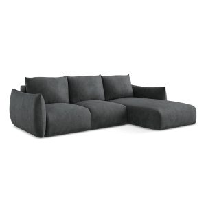 LaMiaSofa hoekbank rechts Savona – chenille stof – donkergrijs – 242×1