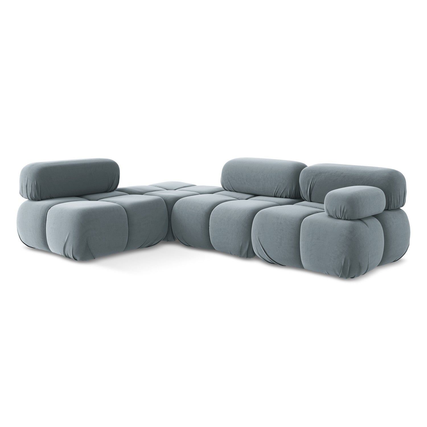 LaMiaSofa hoekbank links Sanremo - velours - lichtblauw - 285x190x70