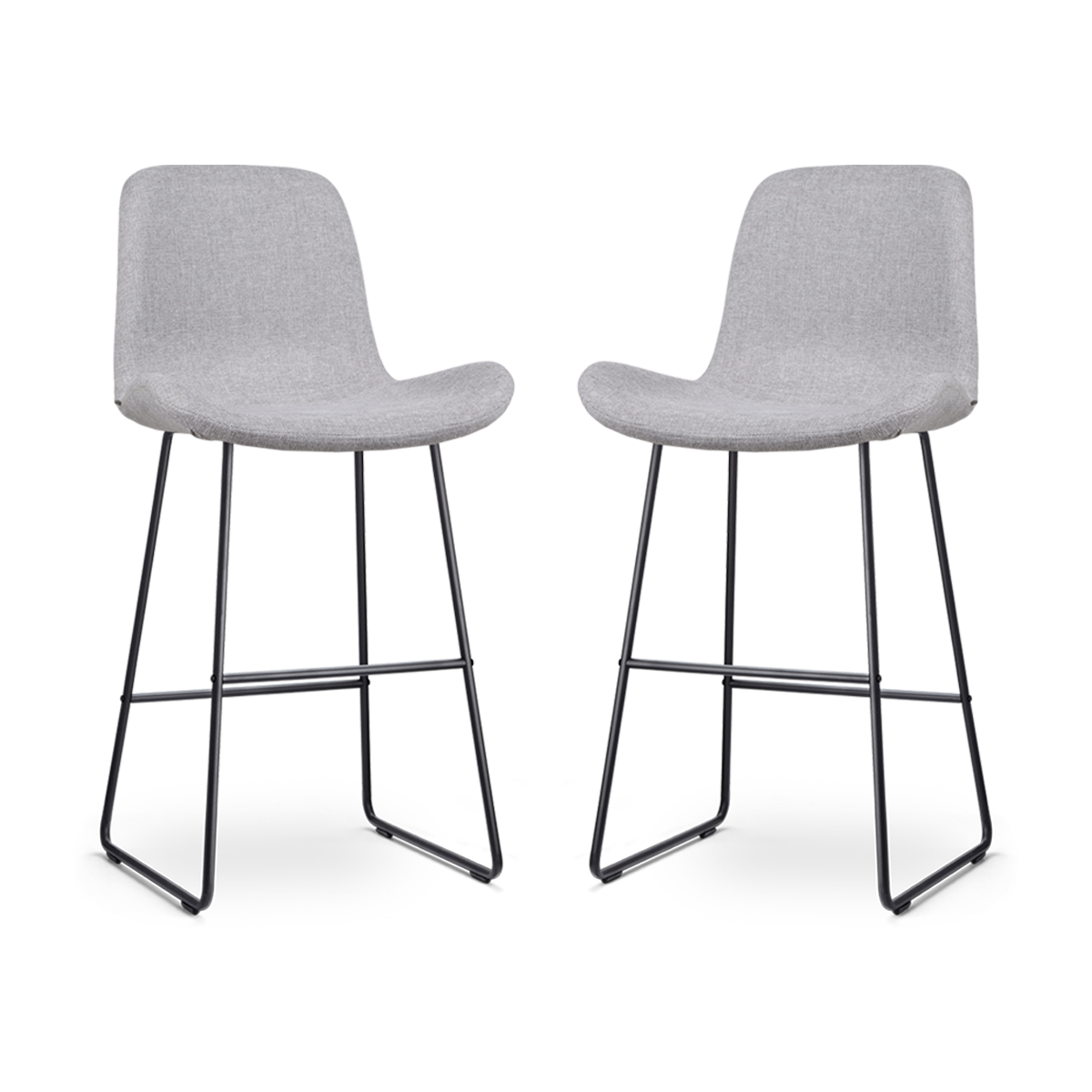Nolon Nino-Fé Barkrukken Set van 2 - Lichtgrijs - Zwart - 75 cm