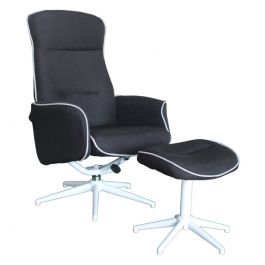 Relaxfauteuil met voetenbank zwart