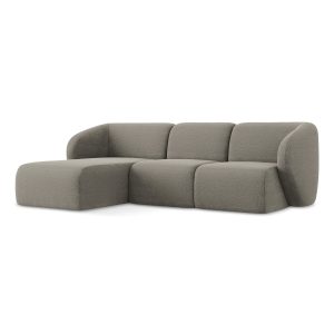LaMiaSofa hoekbank links Cervo – bouclé – grijs – 248x166x105