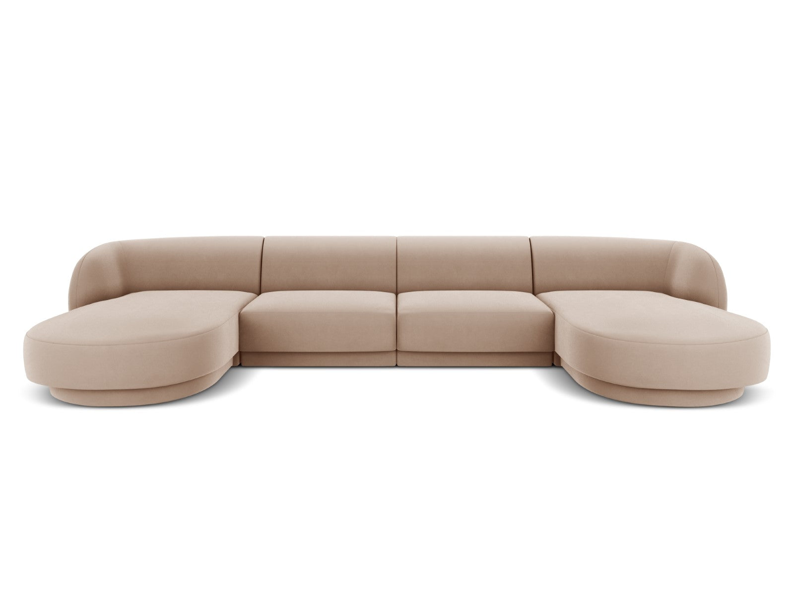 Micadoni Panoramische bank Miley 5-zits, flueel, cappuccino - 156x330x