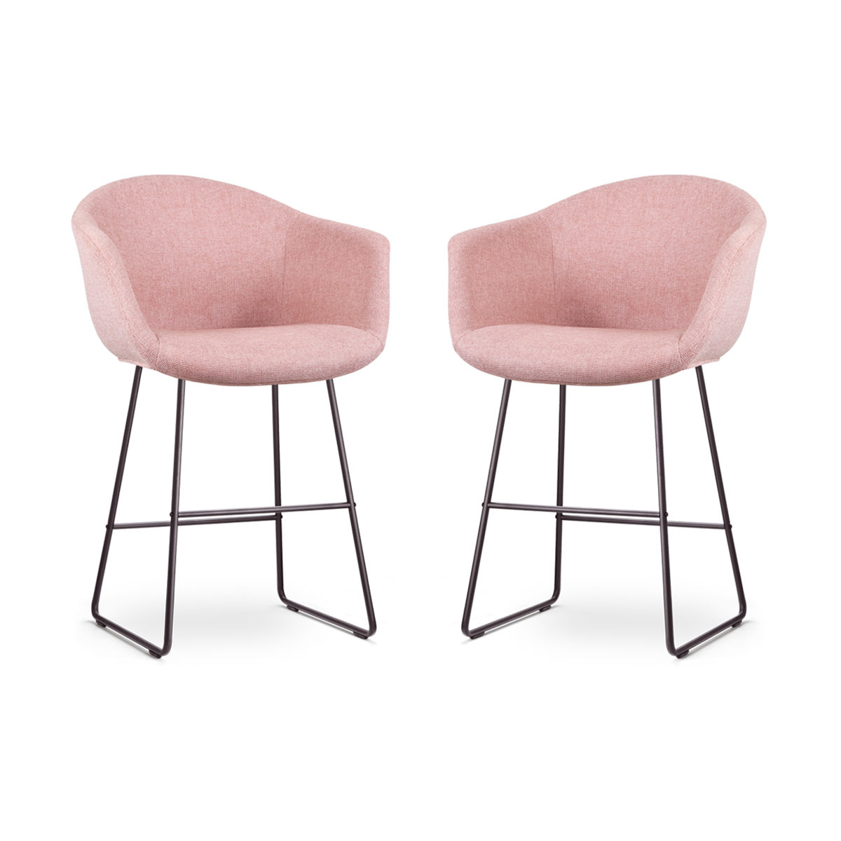 Nolon Nino-Otis Barkrukken Set van 2 - Zacht roze - Zwart - 65 cm