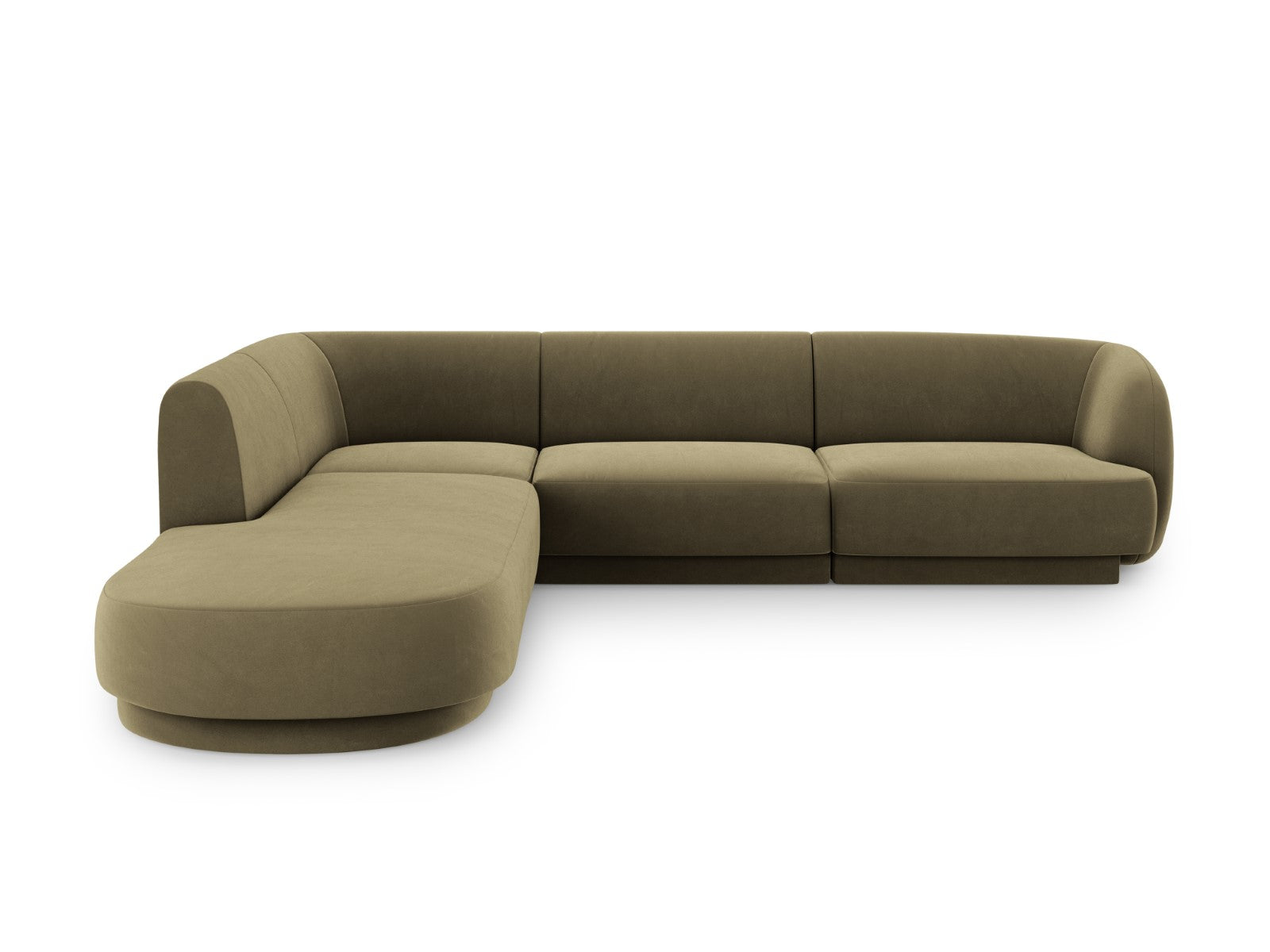 Micadoni linker hoekbank Miley 6-zits, flueel, groente - 248x255x70cm