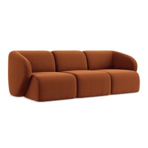 LaMiaSofa 3-zits bank Cervo – velours – terracotta – 244x94x75