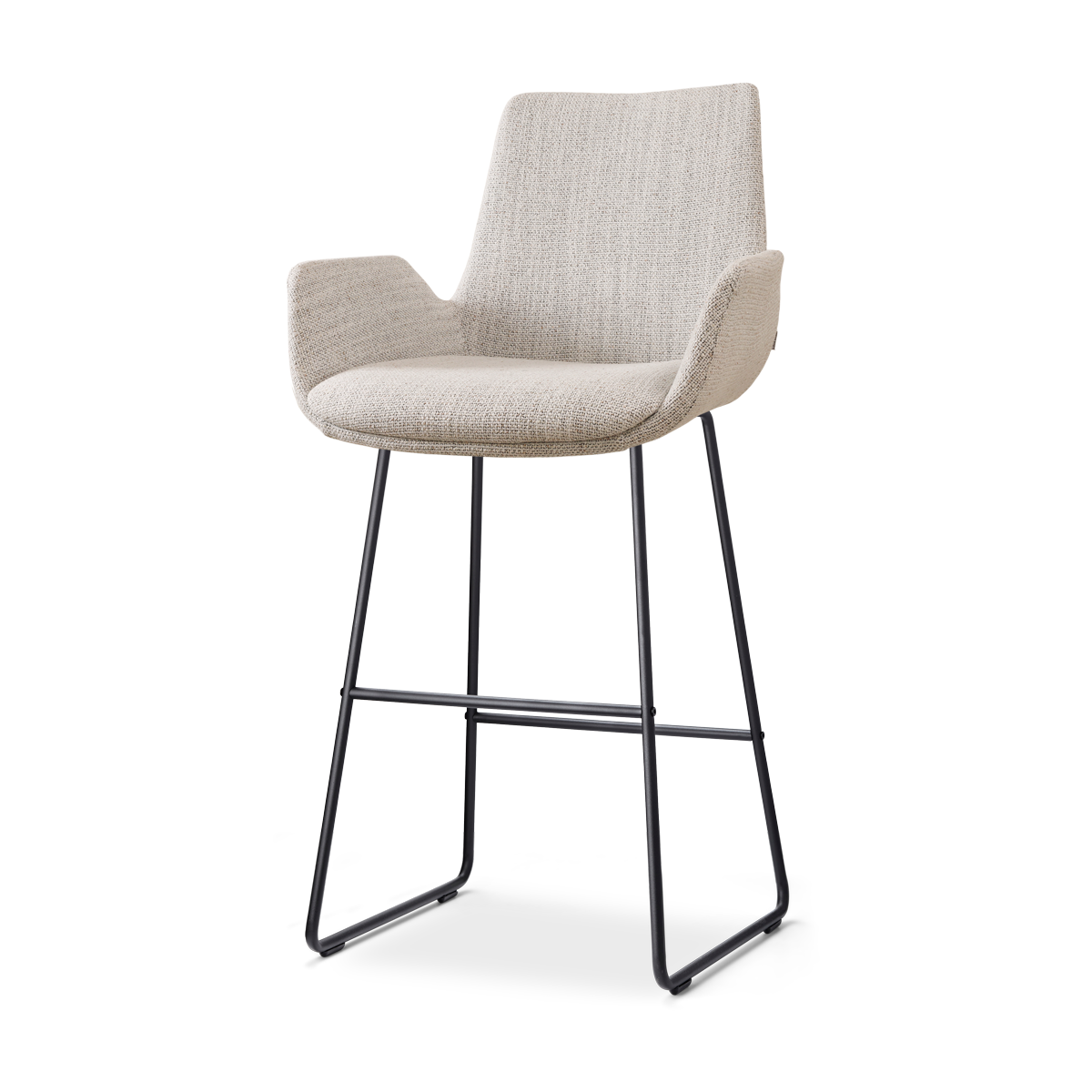 Nolon Nino-Eef Barkruk Beige Gemêleerd - met Armleuning - Zwart - 75 c