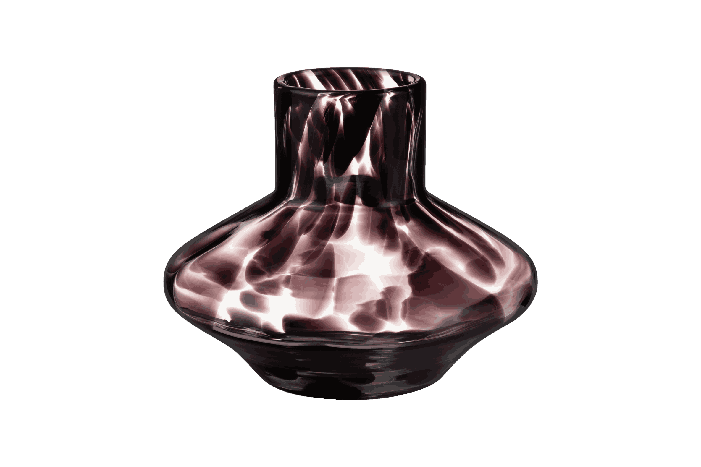 noo.ma Glom glazen vaas - handgeblazen zwart-wit stippen, rond, 33,5 x