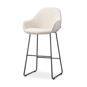 Nolon Nino-Mae Barkruk Bouclé Beige – met Armleuning – Zwart – 75 cm
