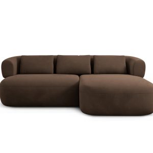 Micadoni rechter hoekbank Jenny 5-zits, flueel chocolade – 145x200x73c Micadoni rechter hoekbank Jenny 5-zits, flueel chocolade – 145x200x73c