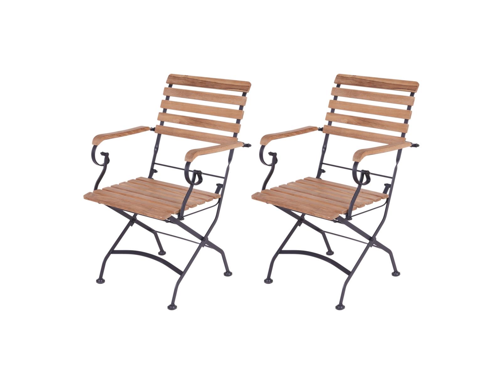 MaximaVida inklapbare tuinstoel Toscana met armleuning zwart 2 stuks -