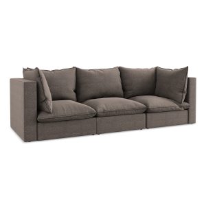 LaMiaSofa 3-zits bank Ravenna – bouclé – chocolade – 255x90x77