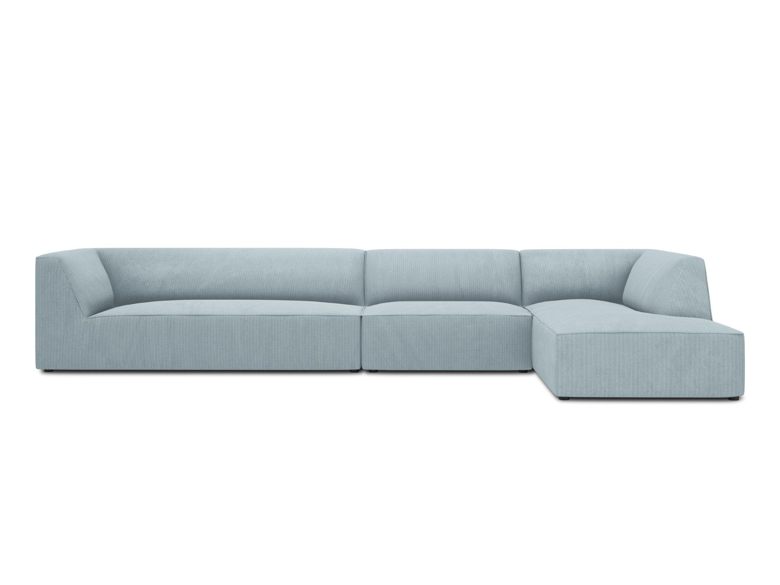 Micadoni rechter hoekbank Ruby 5-zits, ribfluwelen, lichtblauw - 180x3