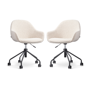 Nolon Nout-Mae Bureaustoelen Set van 2 – Bouclé Beige – Zwart Nolon Nout-Mae Bureaustoelen Set van 2 – Bouclé Beige – Zwart