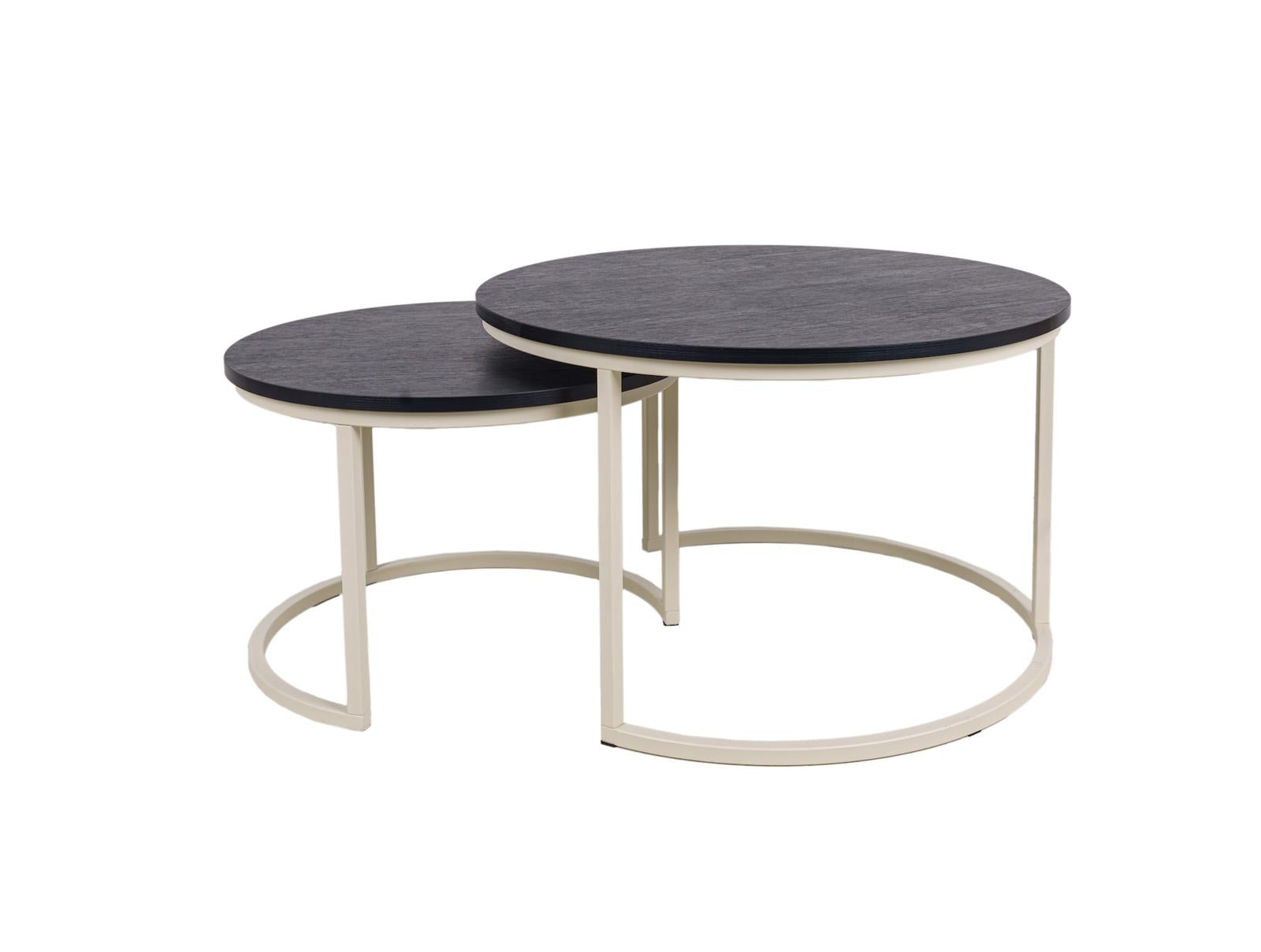 MaximaVida ronde salontafel set Chicago XL 75 cm ivoor - pinewood fine