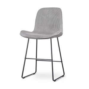 Nolon Nino-Fé Barkruk Ribstof Warm Grijs – Zwart Onderstel – 65 cm