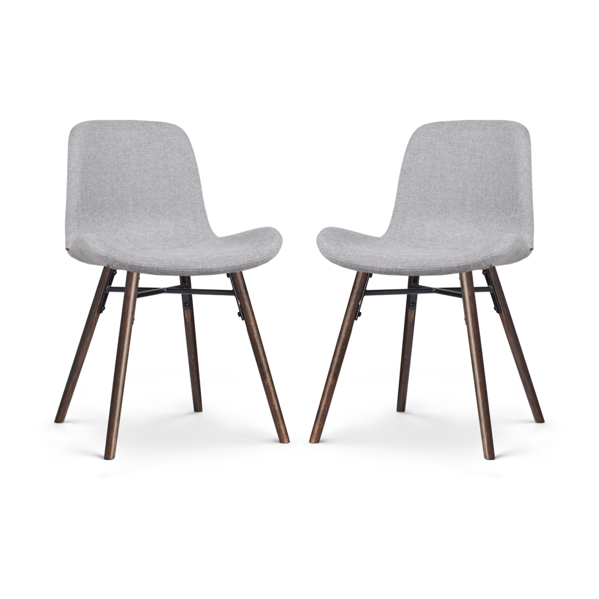 Nolon Nena-Fé Eetkamerstoelen Set van 2 - Lichtgrijs - Walnoot