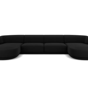 Micadoni Panoramische bank Miley 5-zits, flueel, zwart – 156x330x70cm Micadoni Panoramische bank Miley 5-zits, flueel, zwart – 156x330x70cm