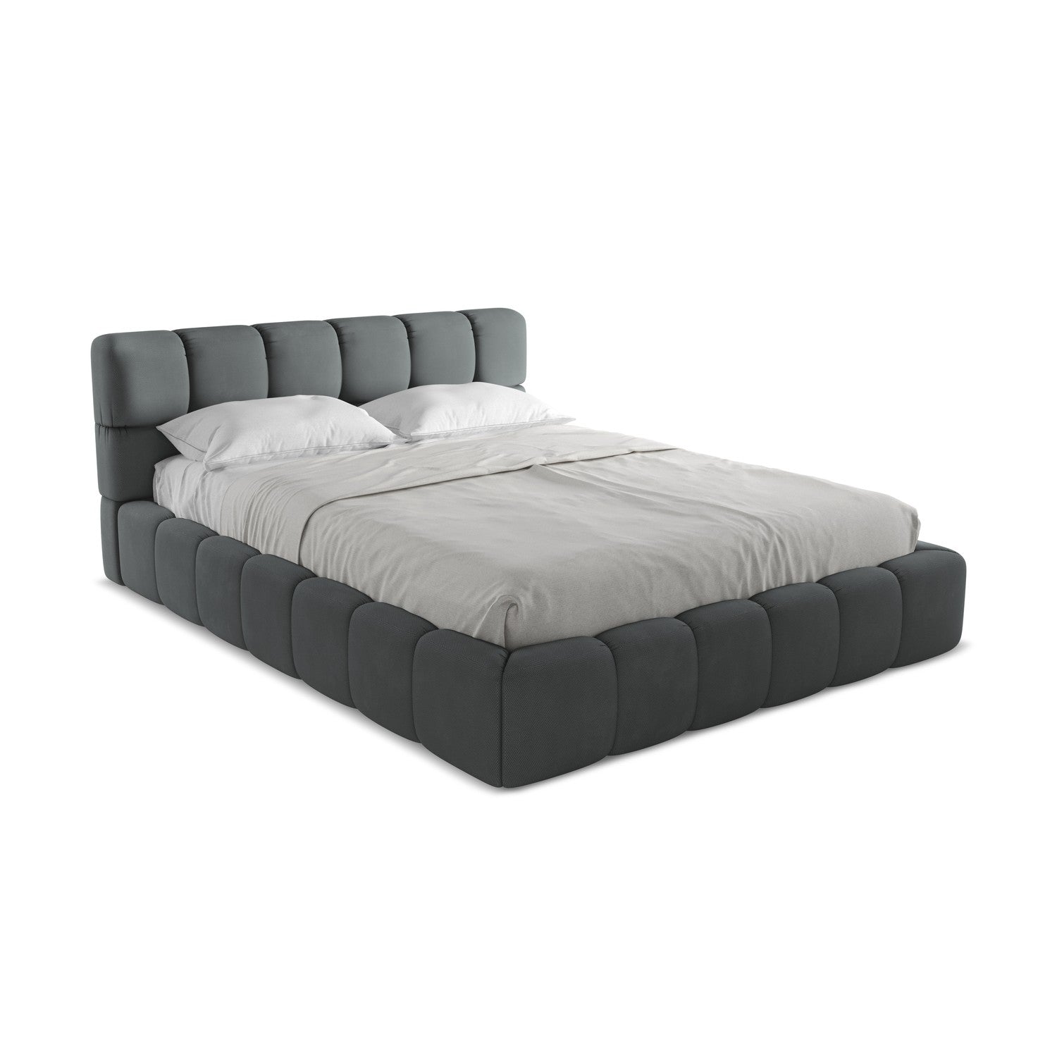 LaMiaSofa Bed met opbergruimte Roma - chenille stof - grafiet - 180x22