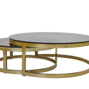 Light & Living salontafel MILAGRO – Ø100.5×36.5cm – goud – Set van 2 Light & Living salontafel MILAGRO – Ø100.5×36.5cm – goud – Set van 2
