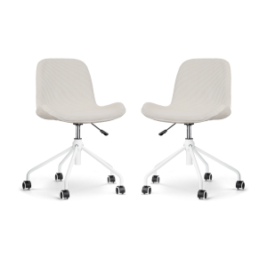 Nolon Nout-Fé Bureaustoelen Set van 2 – Rib Crème – Wit Onderstel Nolon Nout-Fé Bureaustoelen Set van 2 – Rib Crème – Wit Onderstel