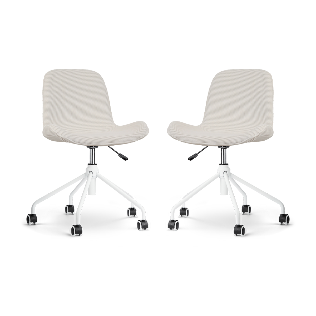 Nolon Nout-Fé Bureaustoelen Set van 2 - Rib Crème - Wit Onderstel