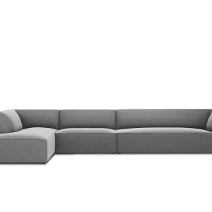 Micadoni linker hoekbank Ruby 5-zits, flueel, grijs – 180x366x69cm Micadoni linker hoekbank Ruby 5-zits, flueel, grijs – 180x366x69cm