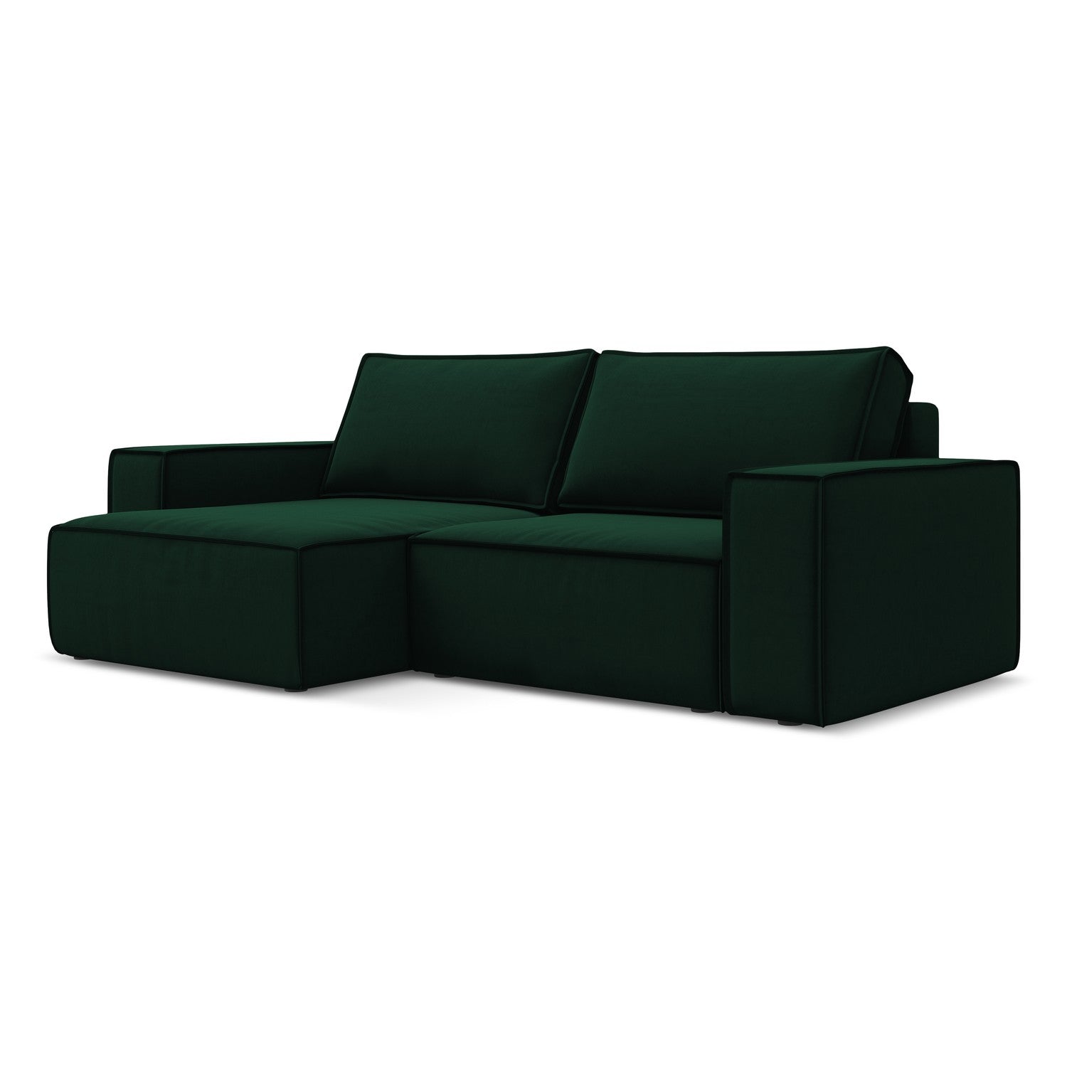 LaMiaSofa hoekbank links Livorno - velours - flessengroen - 257x148x82
