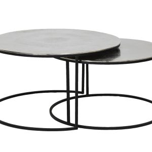 Light & Living salontafel THIZAS – Ø75x41cm – zilver – Set van 2 Light & Living salontafel THIZAS – Ø75x41cm – zilver – Set van 2