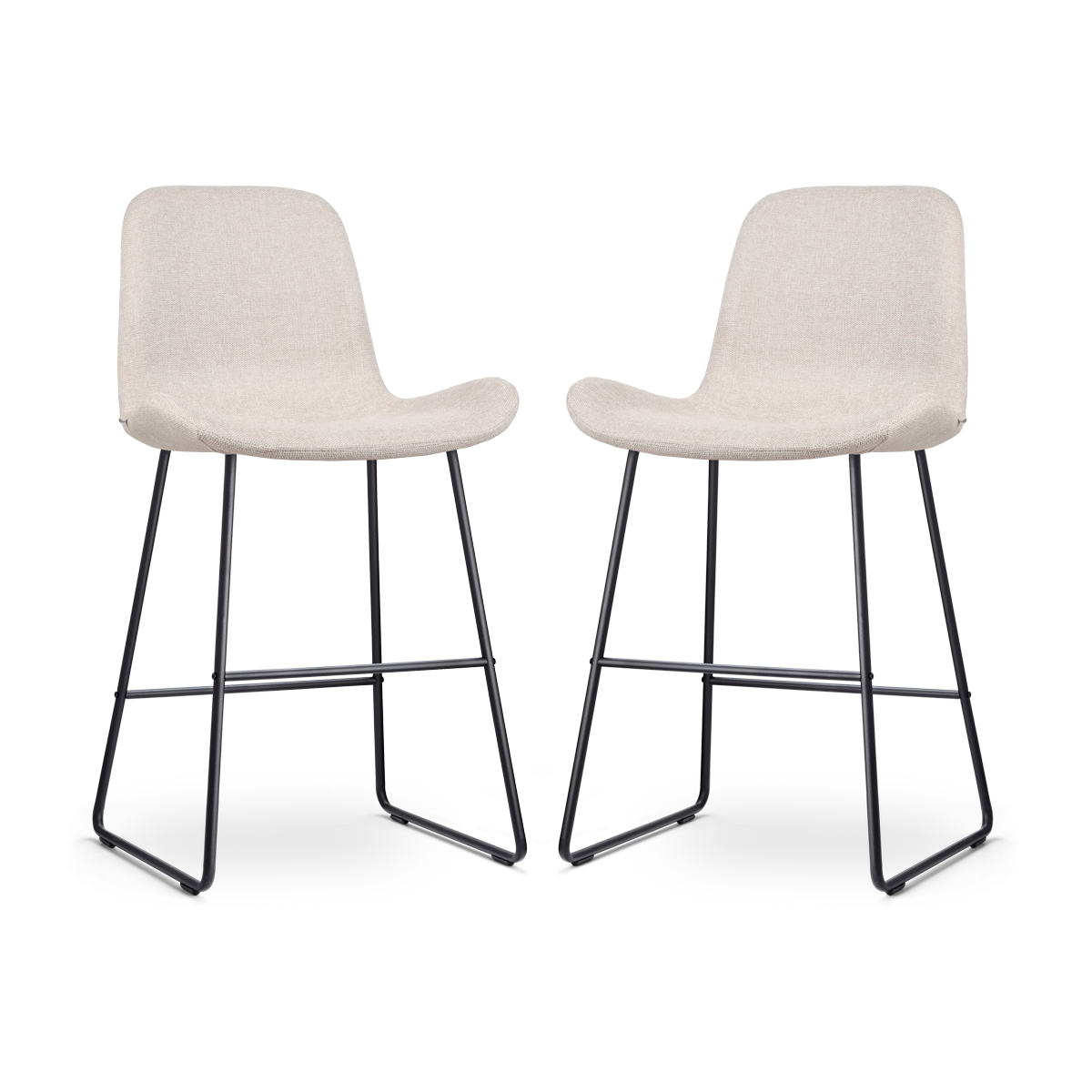 Nolon Nino-Fé Barkrukken Set van 2 - Beige - Zwart - 65 cm