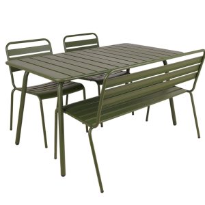 MaximaVida metalen tuinset Max olijfgroen 150 cm – 1 tafel met 2 stoel MaximaVida metalen tuinset Max olijfgroen 150 cm – 1 tafel met 2 stoel
