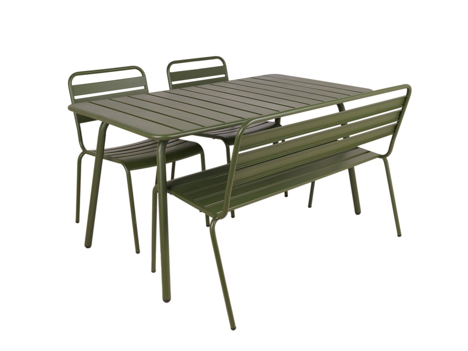 MaximaVida metalen tuinset Max olijfgroen 150 cm – 1 tafel met 2 stoel