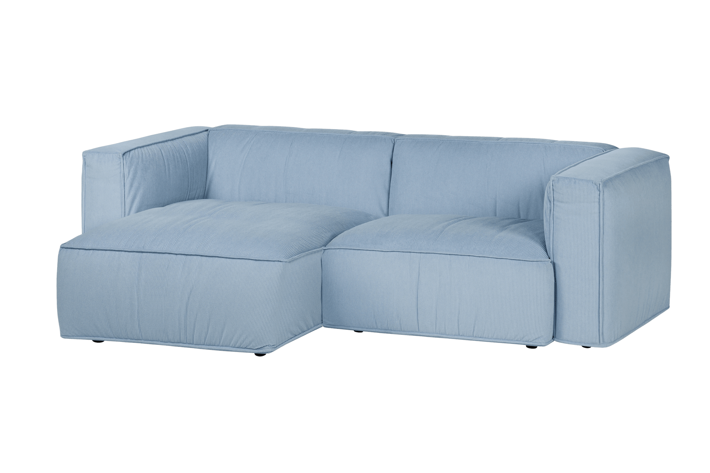 noo.ma Lobi 3-zits hoekbank in babyblauw corduroy, 243 x 120 x 73,5 cm
