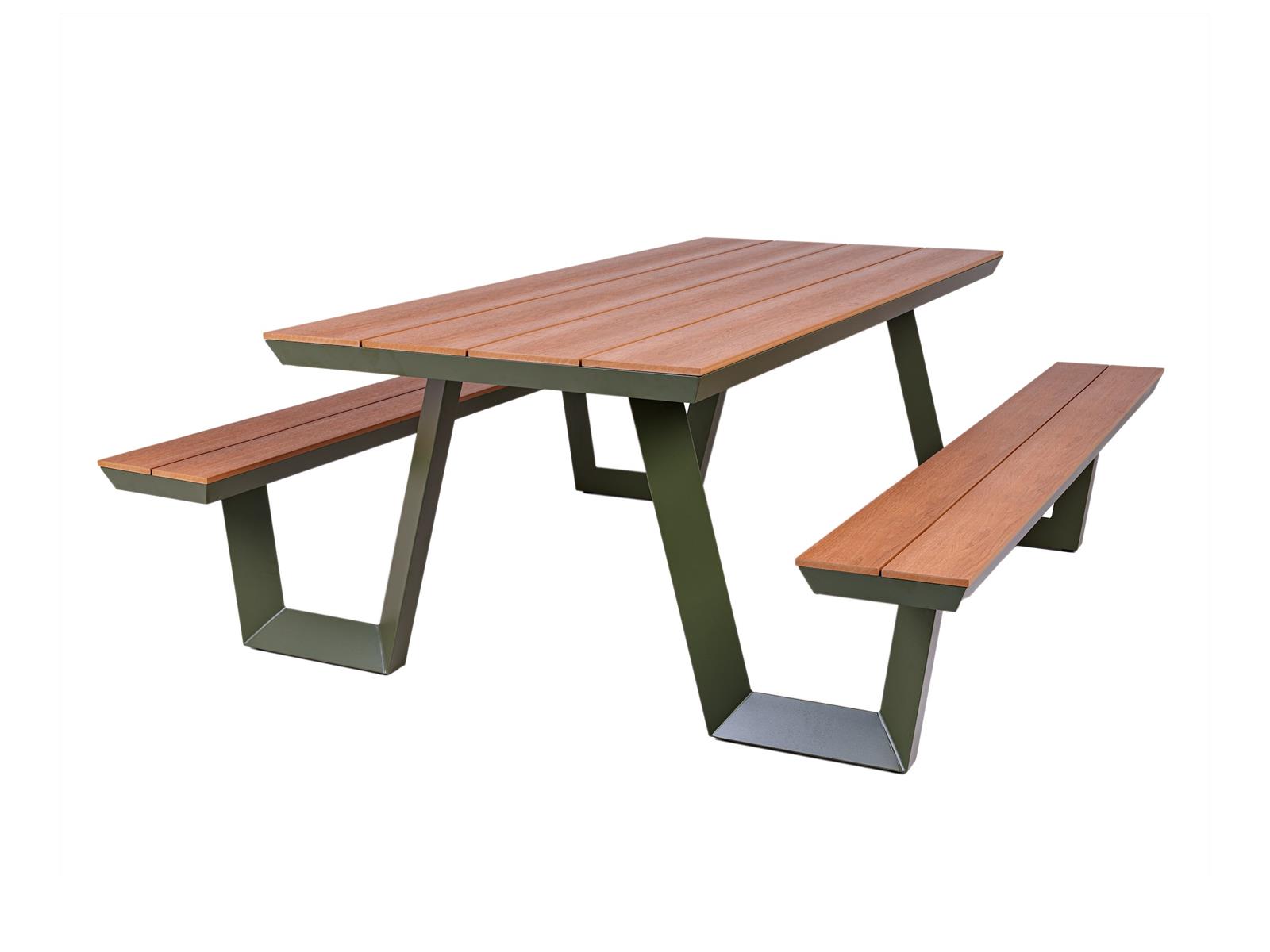 MaximaVida aluminium picknicktafel Bermuda 200 cm olijfgroen