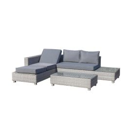 Wicker hoek loungeset "Cebu" grijs